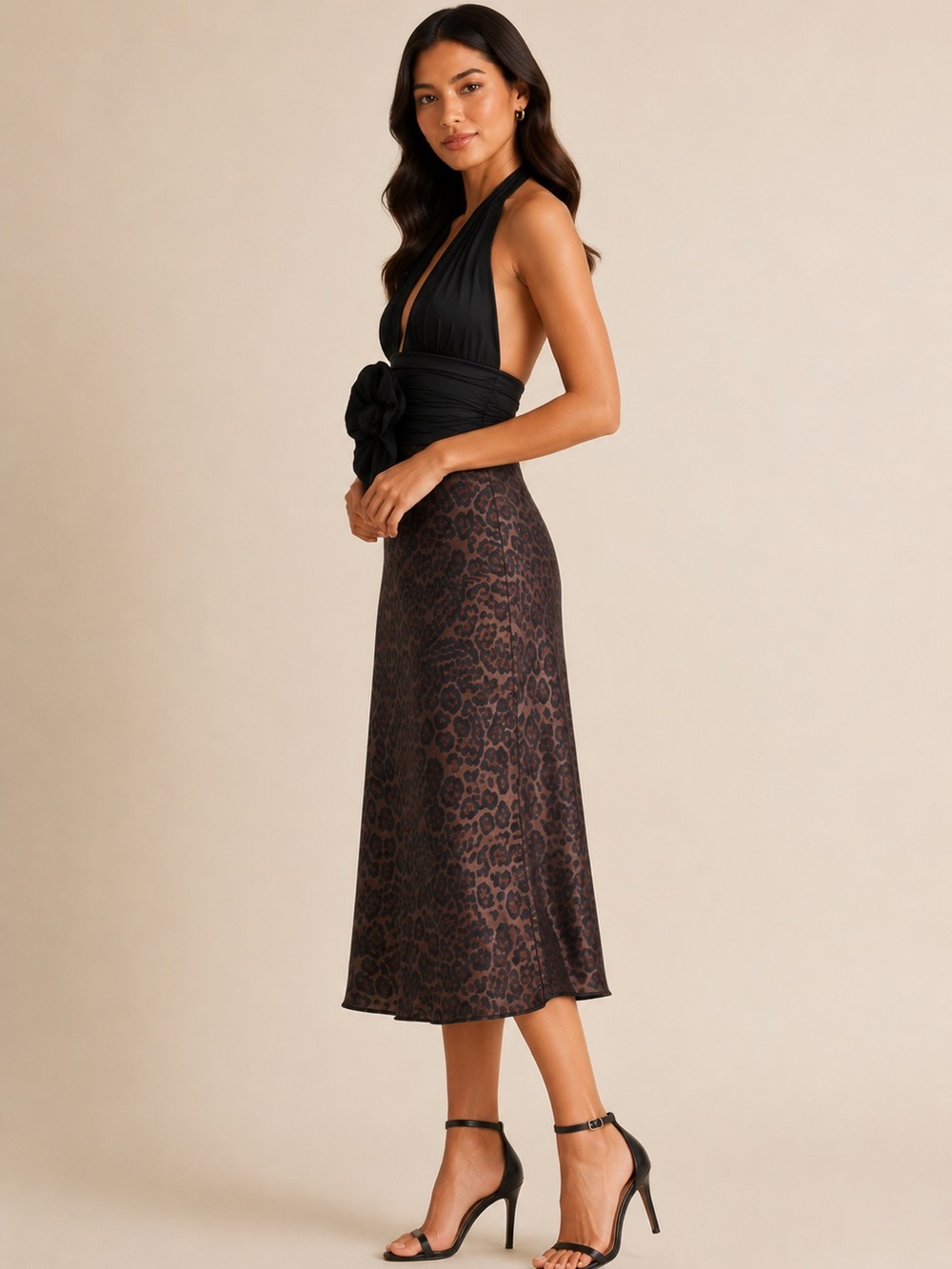 AROSE Kessara Leopard Print Midi Dress - Picture 3 of 3